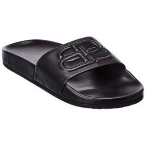 Balenciaga Black Piscine Aruba Leather Slide
